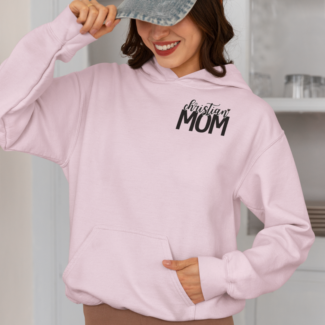 Just A Mom Who Loves Jesus Hooded Sweatshirt [Two-Sided Print)