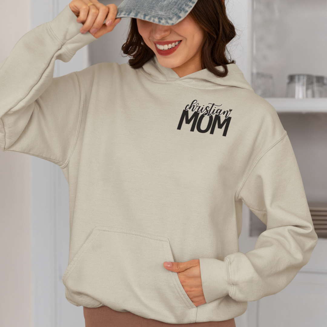 Just A Mom Who Loves Jesus Hooded Sweatshirt [Two-Sided Print)