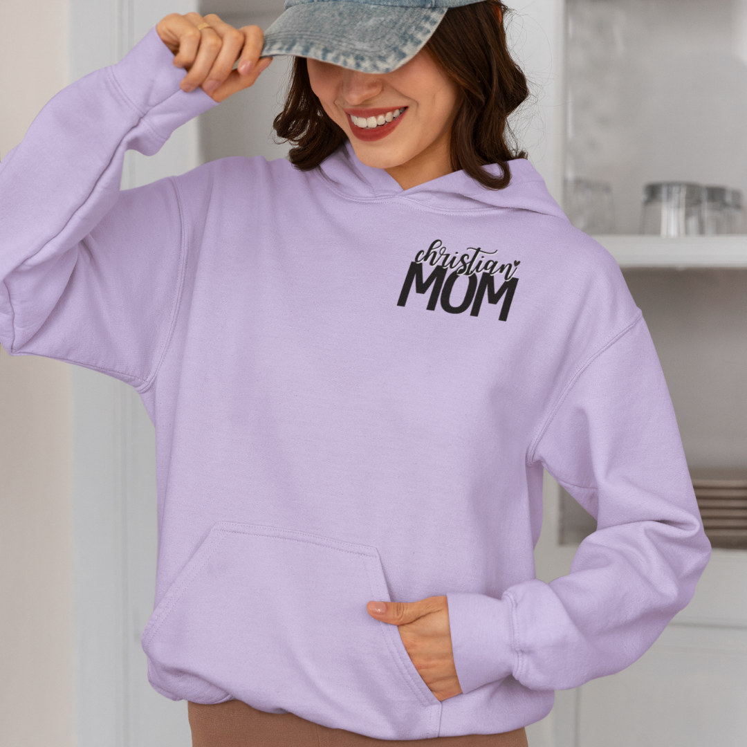 Just A Mom Who Loves Jesus Hooded Sweatshirt [Two-Sided Print)